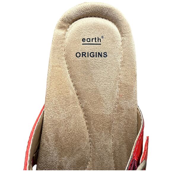 EARTH ORIGINS Bosk Baylen Women 10M Red Leather Slide Sandals Adjustable Strap - Picture 12 of 13
